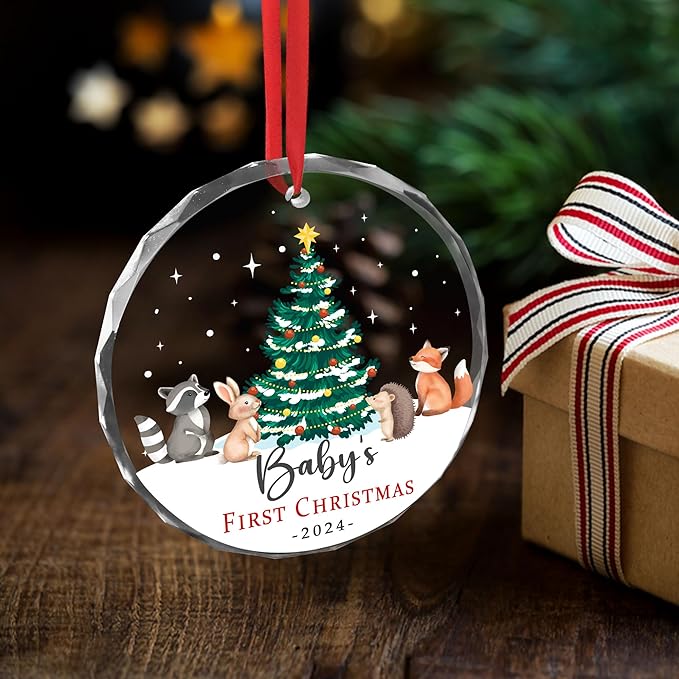 Baby's First Christmas Ornaments 2025 - Glass Ornaments for Tree Xmas Decorations - New Parents Gifts for Couples, Baby First Christmas Decorations, Mom and Dad Gifts for New Parents Couples