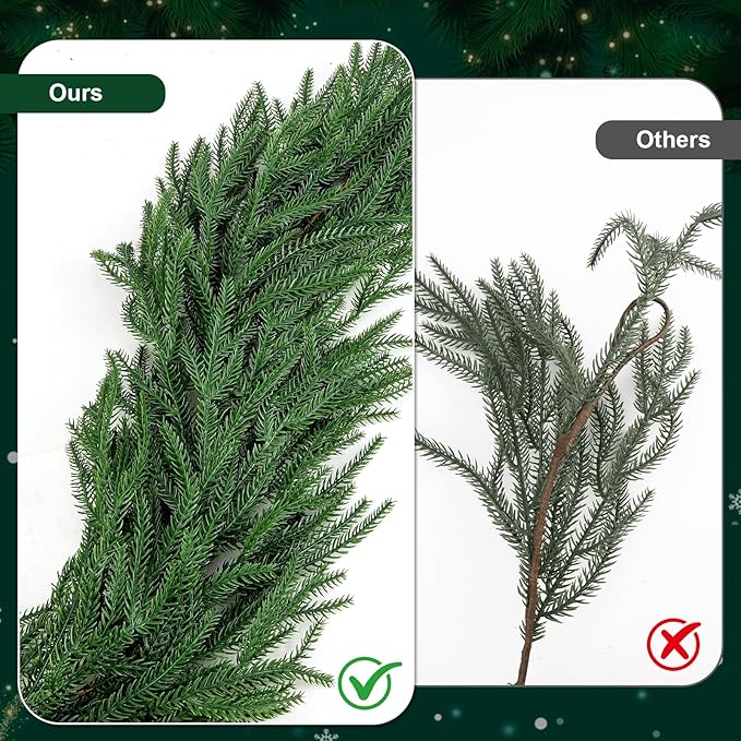 6FT Christmas Garland,Flexible Greenery Artificial Norfolk Pine Garland for Fireplace Mantel Staircase Front Door Table Centerpiece, Indoor Outdoor Holiday Decor with Realistic Pine Needles (1)