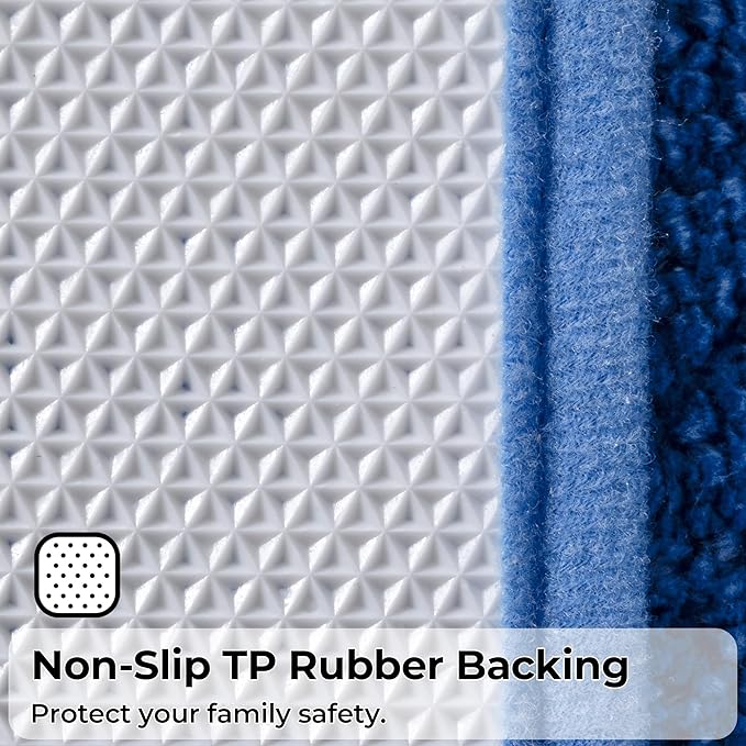 GRANNY SAYS Bathroom Toilet Rugs U Shaped, Bath Mats for Bathroom, Bath Rugs Non Slip Washable, Absorbent Microfiber Toilet Mat, Soft Plush Shaggy, 20" x 24", Blue