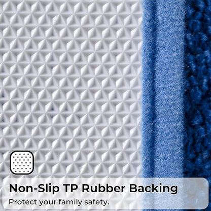 GRANNY SAYS Bathroom Toilet Rugs U Shaped, Bath Mats for Bathroom, Bath Rugs Non Slip Washable, Absorbent Microfiber Toilet Mat, Soft Plush Shaggy, 20" x 24", Blue