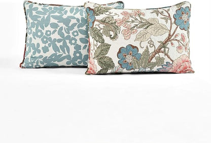 Lush Decor Sydney Reversible Cotton Quilt Set Queen 3 Piece Bedding, Green Blue