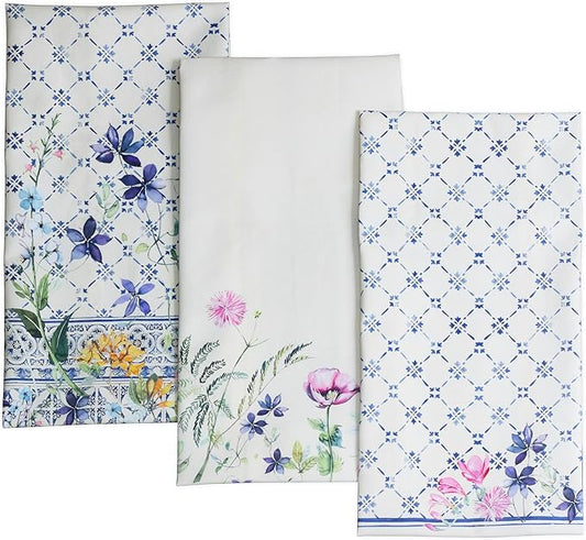 Maison d'Hermine Dish Towels 100% Cotton Absorbent Faience Set of 3 Spring Summer