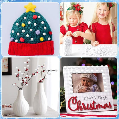 SEPGLITTER Christmas Pom Poms Balls, 1000 Pieces Light White Pompoms Pom Poms for Crafts Making DIY Holiday Christmas Decorations Supplies (0.4 inch/1 cm )