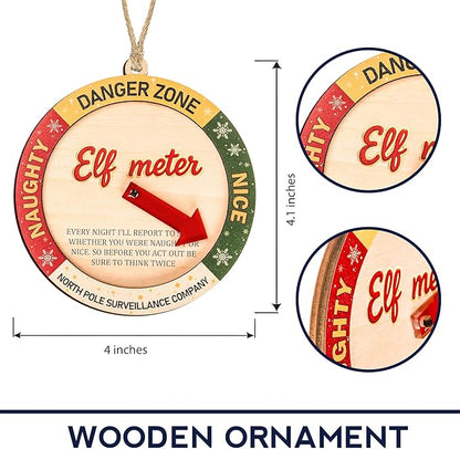 Funny Christmas Ornaments – Naughty or Nice Elf Meter Ornament 2025 – Christmas Ornament 2025 – White Elephant Gifts - Xmas Tree Funny Decoration Decoration