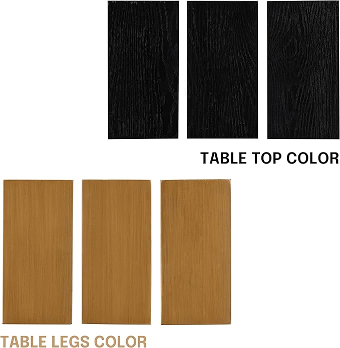 NTC 40 Inch Tribase Boho Wooden Round Coffee Table for Living & Dining Rooms – Waterproof & Heat Resistant, Burnt Black