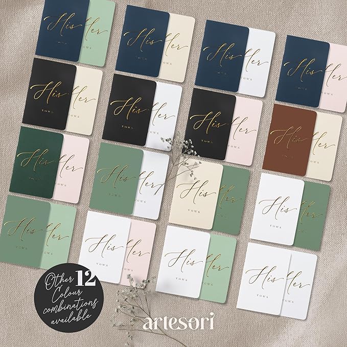 ARTESORI Premium Wedding Vow Book for Her & Him, Soft Touch, Gold Foil, 28 Lined Pages, Wedding Vow Books His and Hers, Wedding Essentials, Wedding Registry Ideas, His and Hers Gifts [Ivory & Black]