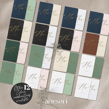 ARTESORI Premium Wedding Vow Book for Her & Him, Soft Touch, Gold Foil, 28 Lined Pages, Wedding Vow Books His and Hers, Wedding Essentials, Wedding Registry Ideas, His and Hers Gifts [White & Black]