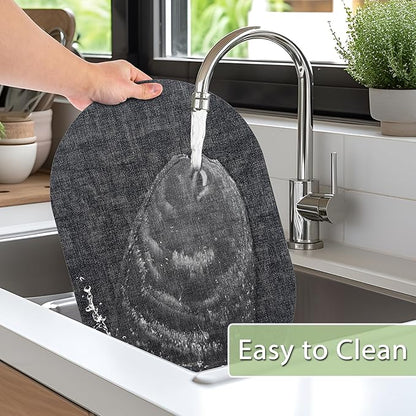 Placemats Set of 12 Washable, Heat Resistant Table Placemats Wipeable Faux Leather Oval Place Mats Non Slip, Waterproof Oval Table Mats for Indoor Outdoor, Charcoal