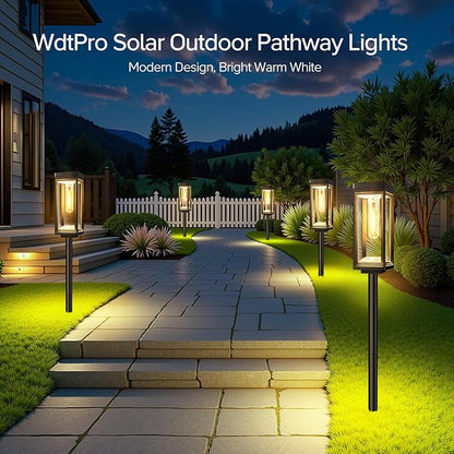 Bright Solar Pathway Lights Outdoor, 8 Pack Solar Powered Garden Lights Waterproof, Auto On/Off Dusk to Dawn Up to 15 Hrs Outdoor Lighting for Pathway Yard Walkway Driveway Patio Decor Landscape