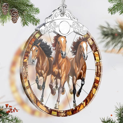 Horse Ornaments for Christmas Tree, Stained Glass Christmas Ornaments and Xmas Tree Decorations, Gift Exchange