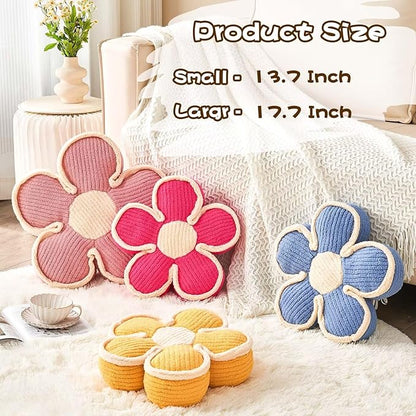 Flower Pillow, Soft Flower Shaped Floor Cushion, Decorative Throw Pillow, Cute Seating Cushion, Plush Pillow for Sofa Couch Bed (17.7 Inch, Pink)