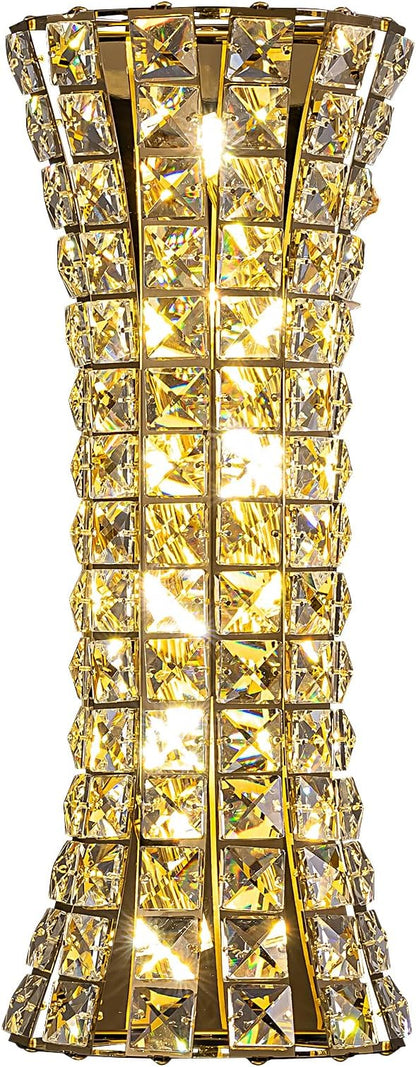 Crystal Wall Sconces,Modern Wall Light Fixtures,Luxury Indoor Gold Wall Lamp for Living Room Bedroom Bathroom Hallway Doorway Stairway,Bedside,Tricolor Vanity Lighting Fixture