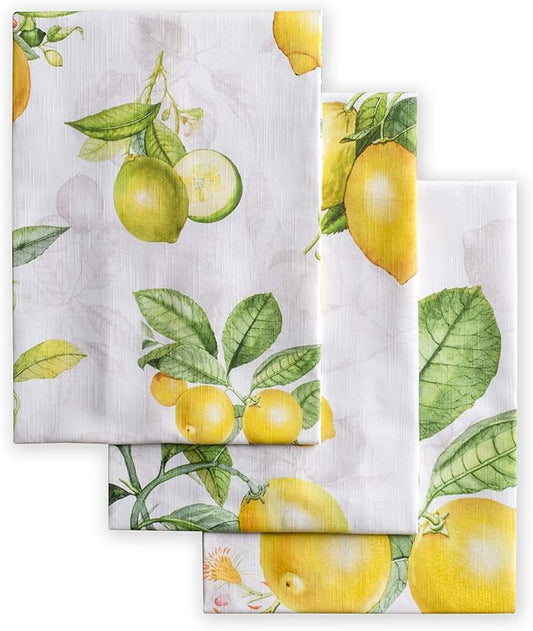 Maison d'Hermine Dish Towels 100% Cotton Absorbent Limoncello Set of 3 Spring Summer