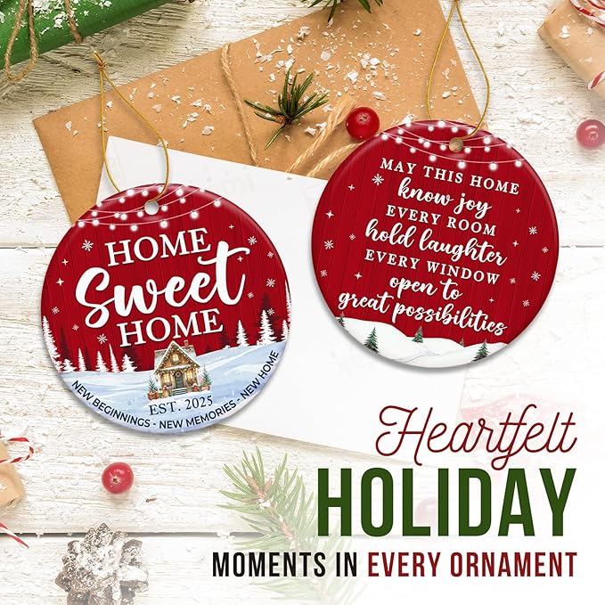 ZAGKOO New Home Ornament 2025, First House Ornament - New Home Gift Ideas - Best Housewarming Gifts 2025 - House Warming Gifts for Owners, Couples, Men, Women - Our First Christmas Ceramic Keepsake