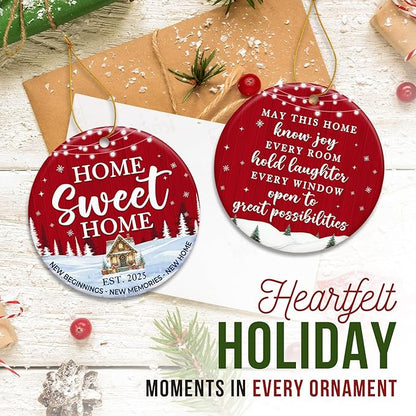 ZAGKOO New Home Ornament 2025, First House Ornament - New Home Gift Ideas - Best Housewarming Gifts 2025 - House Warming Gifts for Owners, Couples, Men, Women - Our First Christmas Ceramic Keepsake