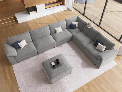 EASE MOOSE Oversized Sectional Modular Sofa,Modern Comfort L Shape Sectional Couch Wide Deep seat Couch for Living Room,Gray