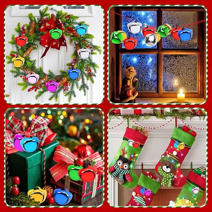 Augshy 4/5 Inch Jingle Bells for Crafts,120 Pcs Small Tiny Bells, Multicolor Mini Craft Bells for Christmas Tree Ornaments Decor DIY Jewelry Pet Accessories Wreaths Holiday Decorations