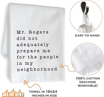 MAINEVENT Mr Rogers Funny Dish Towel Gift Kitchen Tea Towel 18x24
