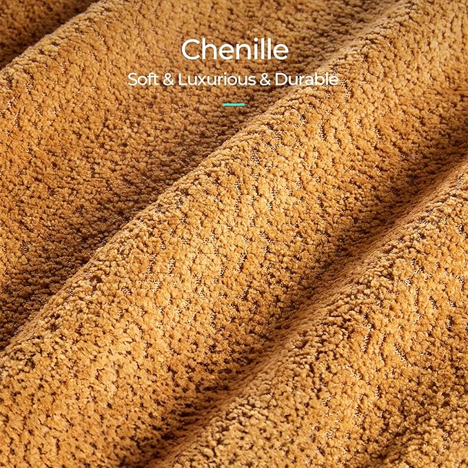 LINSY Accent Chair with Ottoman, Chenille Barrel Chair with Footstool, Modern Upholstered Armchair for Living Room Bedroom Waiting Room Office, Orange