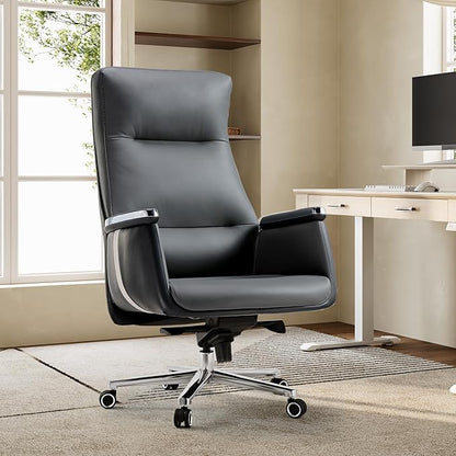 EUREKA ERGONOMIC Royal II Executive Office Chair High Back, Big and Tall with Extra Wide Seat, Silicone Leather Desk Chair Computer Chair, Modern Office Chair Home Desk Chairs-Gray