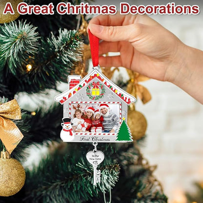 COCHIE 2025 First Christmas in Our New Home Photo Frame Ornament for Tree Stocking Hanging Decorations, Personalized Xmas Gifts, Housewarming Gift Picture Frame Christmas Keepsake (New Home)