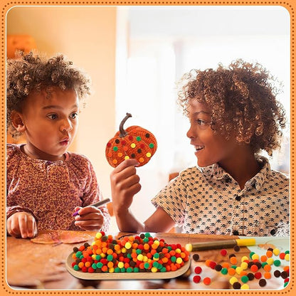 SEPGLITTER Fall Pom Poms Balls, 1000 Pieces Orange Brown Pom Poms for Crafts Making DIY Autumn Thanksgiving Party Decorations Supplies (6colors, 1 cm )