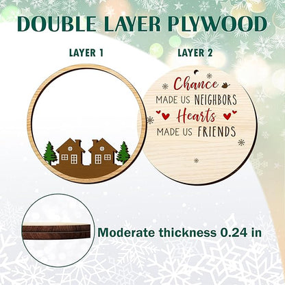 Christmas Neighbor Gifts for Friends - Wooden Christmas Ornaments 2025 for Tree Decorations - Gifts for Neighbors Friends BFF Bestie Women Men, Neighbor Ornaments, Awesome Neighbor Gift