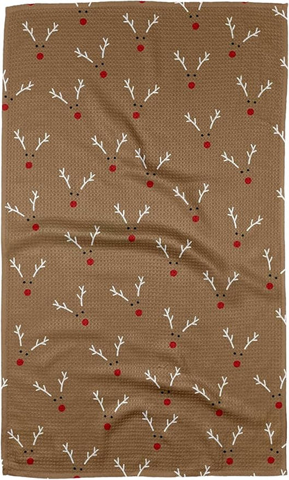 GEOMETRY Christmas Kitchen Towels Quick Dry Microfiber Premium Towel Reindeer Rendevous 1 Pack