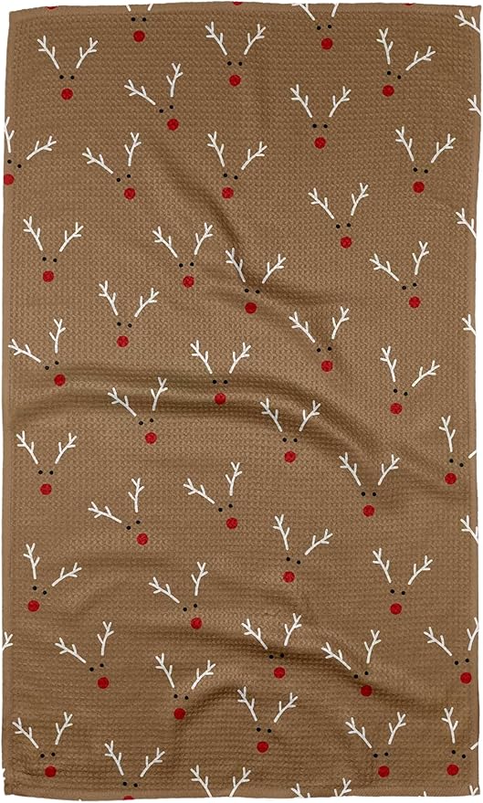 GEOMETRY Christmas Kitchen Towels Quick Dry Microfiber Premium Towel Reindeer Rendevous 1 Pack