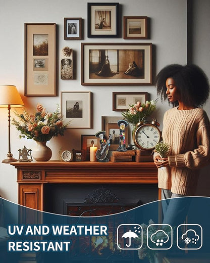 Day of The Dead Mariachi Skeleton Figurines 4.3'' – Set of 2 Hand-Painted Resin Día de Los Muertos Decorations – Mexican Folk Art Halloween Decor for Home, Altar, Table Centerpiece (Mariachi)