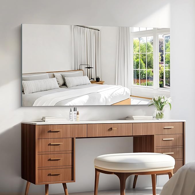 KOCUUY Large Frameless Mirror, 60x30 Inch Rectangle Bathroom Vanity Mirror for Over Sink, Upgraded Shatterproof Unframed Design for Bedroom, Living Room, Entryway