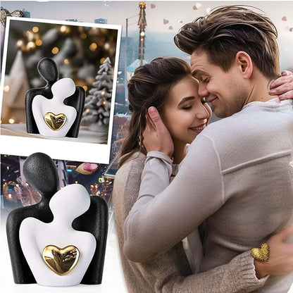 Mini Couple Statue Tv Stand Decor Items for Living Room Home Decor,Bedroom Decor for Couples Sculpture for Anniversary Wedding,Love Gifts for Couples 2025,Knick Knacks for Shelve (Black White, 3.15in)