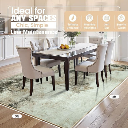 5x8 Area Rugs for Living Room Rug Washable: Abstract Rug for Dining Room Bedroom Carpet Non Slip 5 by 8 Indoor Modern Nursery Home Office Coffee
