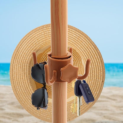 6.5ft Patio Umbrella with Fringe, Beach Umbrella, Fringe Umbrella Outdoor Patio with Hanging Hook, Tilting Aluminum Pole, UV 50+, Fiberglass Ribs, Blue White Stripe