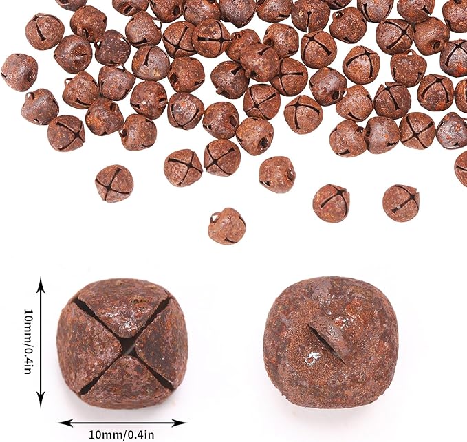 Augshy 200 Rustic Christmas Jingle Bells, 2/5 Inches Metal Craft Bells for Christmas Home Decoration Christmas Party Decor Party Supplies
