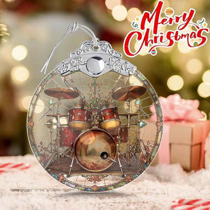 Drum Set Christmas Ornaments, Drum Set Stained Glass Ornaments, Hanging Christmas Tree Decorations