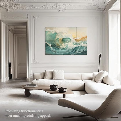 8 Pack Art Acoustic Panels 48x32 Inches Acoustical Wall Panels Decorative Sound Dampening Panels for Studios, Offices, Theaters, Adhesive Included