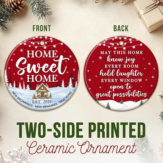 ZAGKOO New Home Ornament 2025, First House Ornament - New Home Gift Ideas - Best Housewarming Gifts 2025 - House Warming Gifts for Owners, Couples, Men, Women - Our First Christmas Ceramic Keepsake