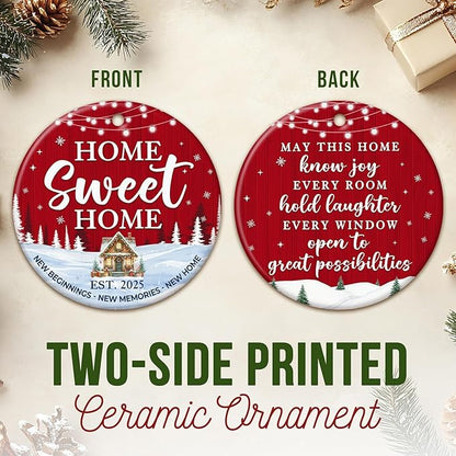 ZAGKOO New Home Ornament 2025, First House Ornament - New Home Gift Ideas - Best Housewarming Gifts 2025 - House Warming Gifts for Owners, Couples, Men, Women - Our First Christmas Ceramic Keepsake