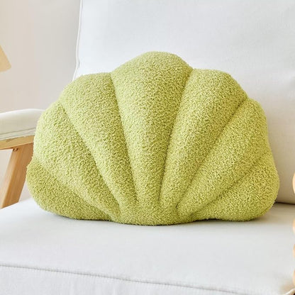 Green Seashell Throw Pillows, Shell Shaped Throw Pillows, 13 Inch Soft Home Decorative Pillow Plush Cushion for Bed Couch Living Room Decor Accent Throw Pillow