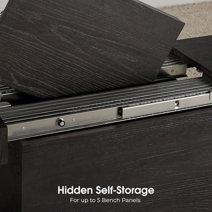 Transformer Expandable Dining Table Set – Solid Wood Table for 4 to 12 with 2 Extendable Benches, Space-Saving Adjustable Dining Room Furniture (Black, Table + 2 Benches)