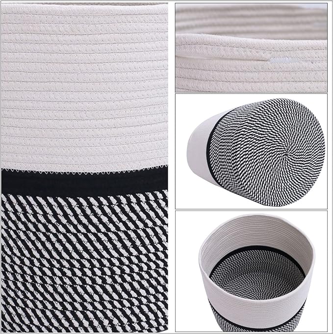 Cotton Rope Plant Basket Modern Woven Basket for 10" Flower Pot Floor Indoor Planters,Storage Organizer Toys Rustic Home Decor,Beige 11"x 11"