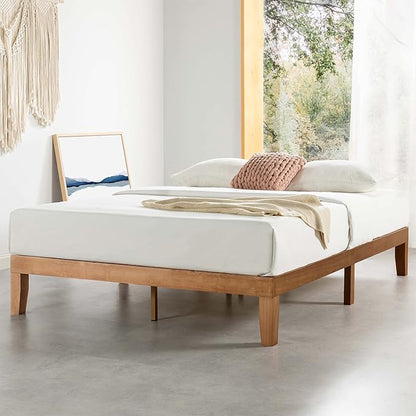 Mellow Naturalista Classic 12 Inch Solid Wood Platform Bed King, Natural Pine