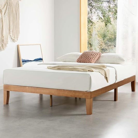 Mellow Naturalista Classic 12 Inch Solid Wood Platform Bed King, Natural Pine