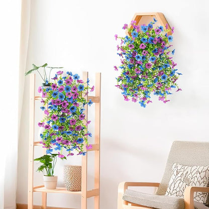 INQCMY 2Pcs Artificial Flowers for Outdoors UV Resistant Artificial Plants Easy Assembly for Spring Decor Look Real Faux Hanging Flowers for Outside Home Planter Porch Patio Decoror