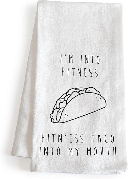 I'm Into Fitness Taco Kitchen Towels 18x24 Funny Dish Towels Tabletop Decor Taco