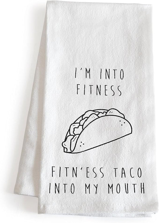 I'm Into Fitness Taco Kitchen Towels 18x24 Funny Dish Towels Tabletop Decor Taco