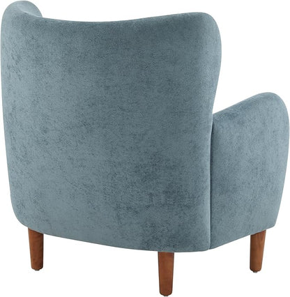Christopher Knight Home Dolly Mid-Century Modern Velvet Upholstered Wingback Club Chair, Living Room Lounge Chair for Relaxation, Reading Armchair, Solid Wood Living Room Accent Chair, Aqua Blue+Brown