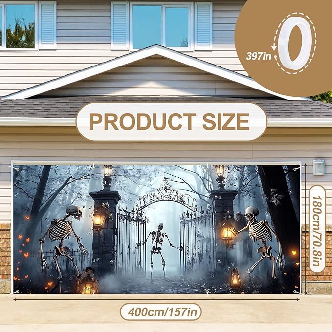 6 x 13 ft Halloween Garage Door Decorations Halloween decorations Witch Door Cover, Hanging Banner, Cauldron Backdrop Mural for Home, Outdoor, Indoor, Spooky Party, Wall, Window (Gates)