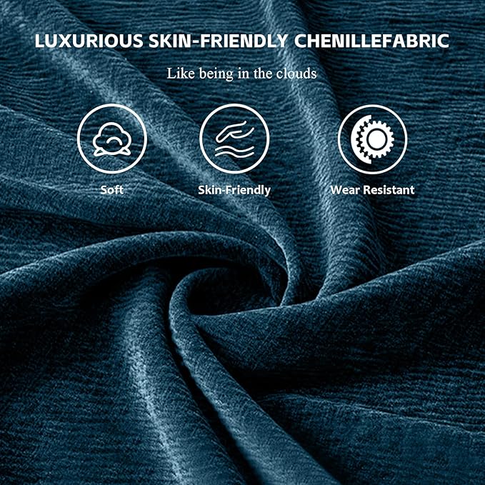 SoarFlash Chenille Sectional Sofa, Comfy L Shaped Modular Coush Sofa with Ottoman, Modern 3 Seat Couch Deep Seat Sofa Set for Living Room,Deep Blue